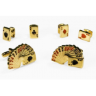 Hand of Playing Cards Gold Trim Cufflinks and Studs